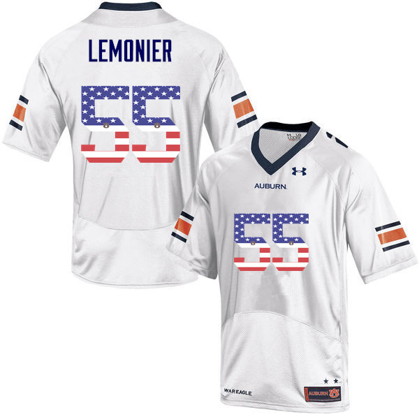 Auburn Tigers Men's Corey Lemonier #55 White Under Armour Stitched College USA Flag Fashion NCAA Authentic Football Jersey INP0774KB